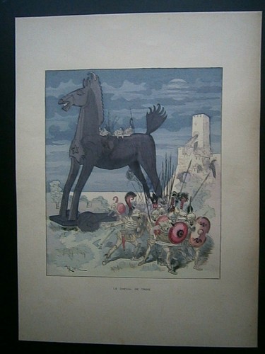 Gravure 1900 couleur robida - gravure,