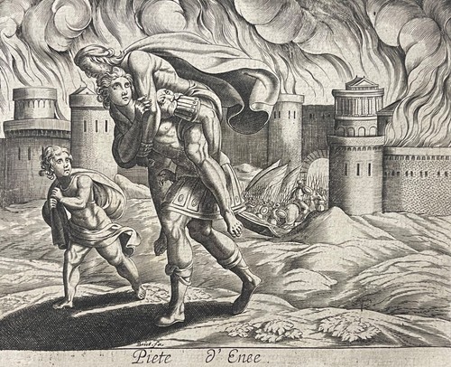énée fuyant troie portant - Énée,