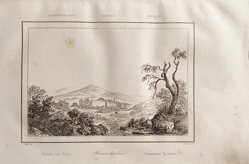 Gravure grecia ruines troie - gravure,